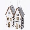 Záves drevený dom biely- strieborný, 3,2x3x7,5 cm