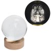 Led guľa- Svätá rodina- sklo na drevenom podstavci s podsvietením, 10 x 12 cm