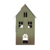 Zelený domček na čajovú sviečku, plech 22,5x13x8 cm