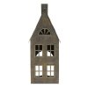 Sivo-zlatý domček na čajovú sviečku, plech 28,5x11x8 cm