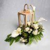 Zaťažená ikebana na hrob drevený lampáš 65 cm