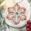 Perník snehová vločka na zavesenie hlina 10 cm
