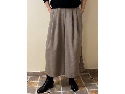 Široké kalhoty s vlnou, elastické v pase