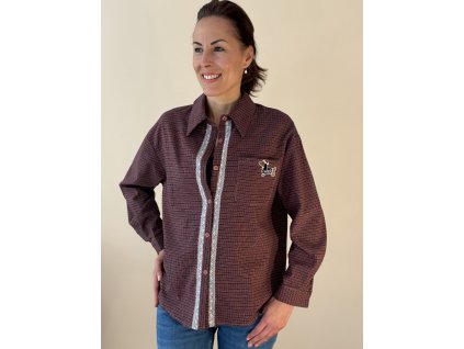 Volnočasová moderní košile s vyšívaným pejskem