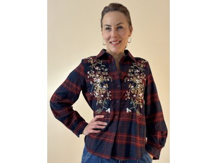 Flanelová košile s vyšívaným vzorem