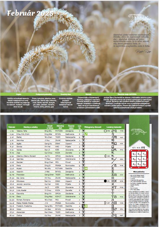 Kalendár almanach feng šuej 2026 otvorený