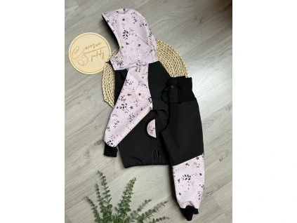 Softshellová souprava drobné kvítí+černá