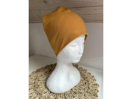 Tepláková čepice- hořčicová