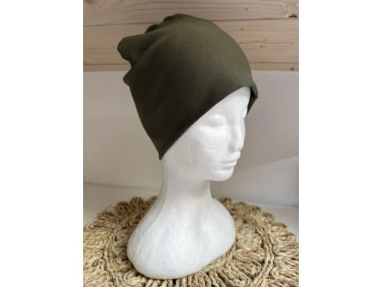 Tepláková čepice- khaki
