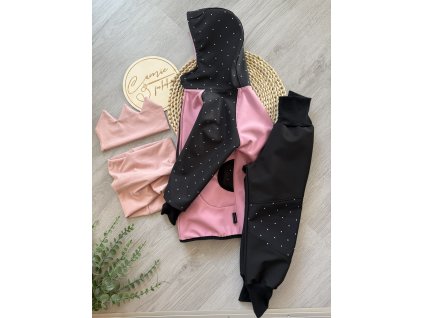 Softshellová souprava puntíky