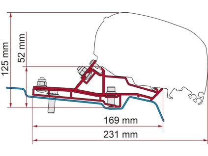 Adaptér Fiamma  F80 pro Ford Transit Van H2 L2 - 290 cm