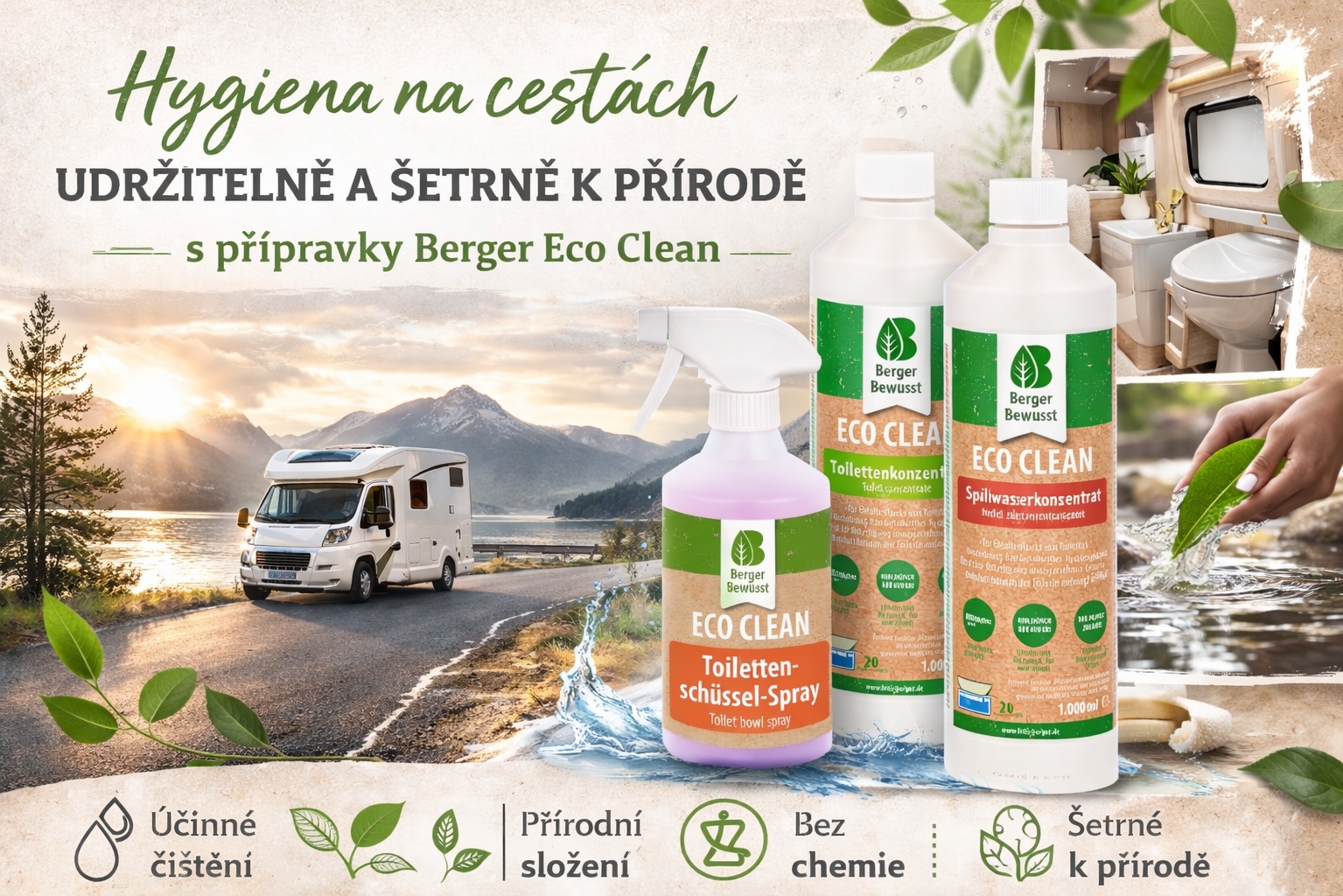 Ekologické přípravky pro toalety Berger Eco Clean