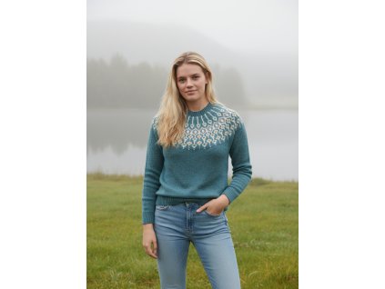 Dámský bezešvý svetr z 100% shetland wool s Fair Isle vzorem