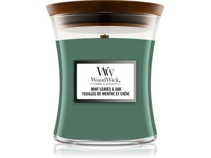 3505 woodwick vonna svicka s drevenym knotem stredni mint leaves oak 275g