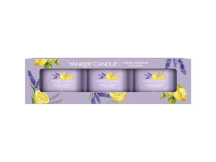 Yankee Candle votivní svíčka ve skle Lemon Lavender 3x37g