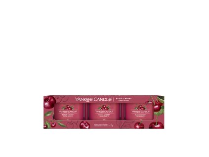 Yankee Candle votivní svíčka ve skle Black Cherry 3x37g