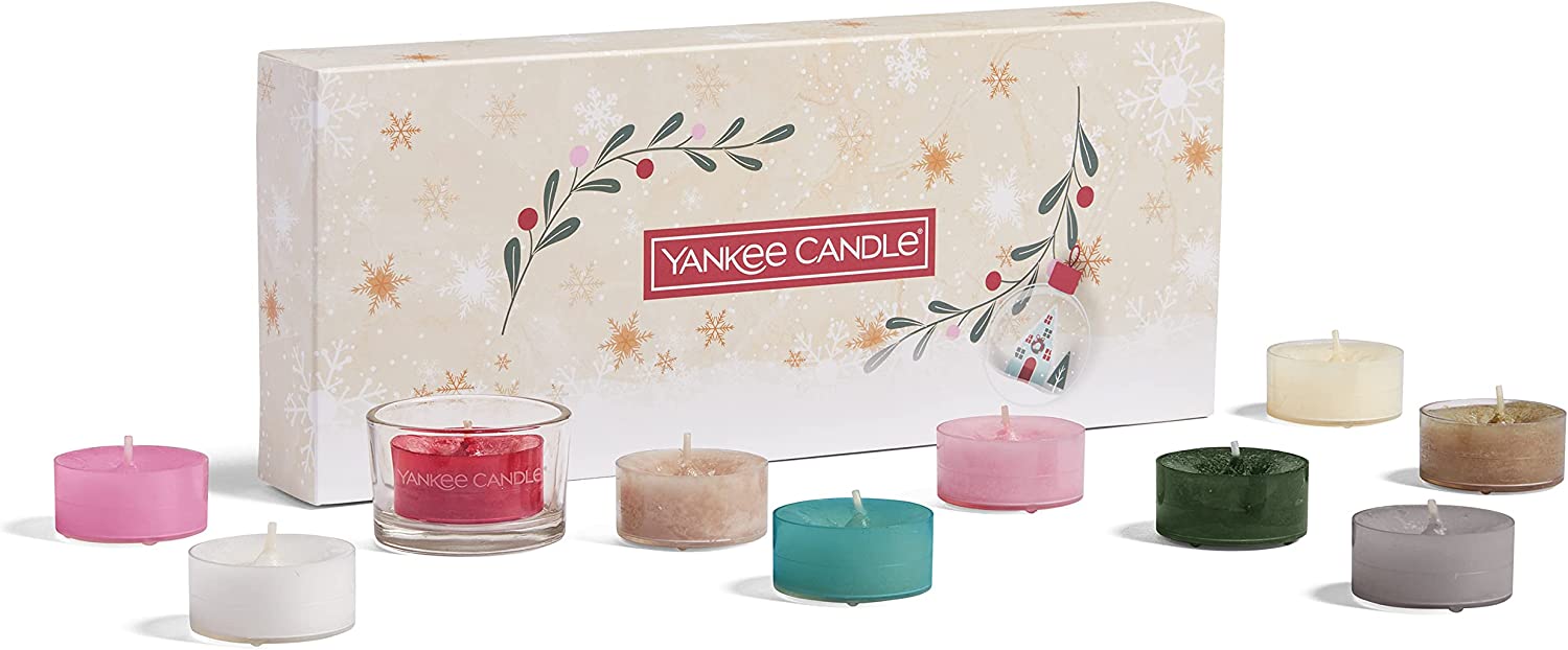 Yankee Candle Dárková sada: 10x čajová svíčka a 1x svítník 10x 9,8g