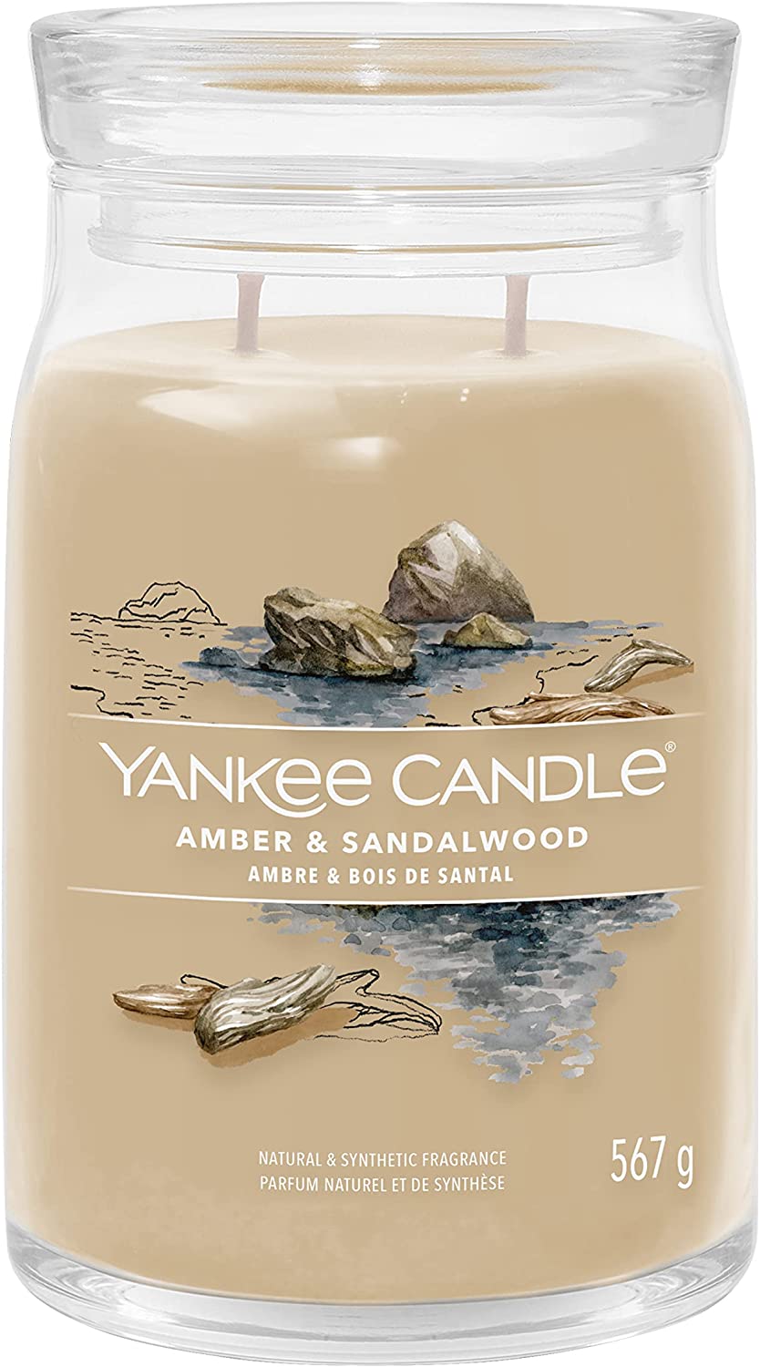 Yankee Candle vonná svíčka Signature ve skle velká Amber & Sandalwood 567g