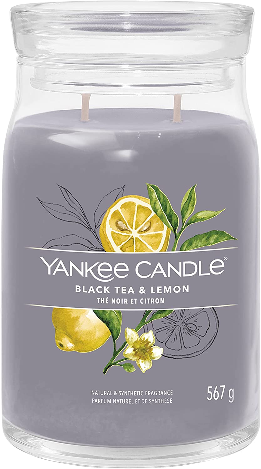 Yankee Candle vonná svíčka Signature ve skle velká Black Tea & Lemon 567g