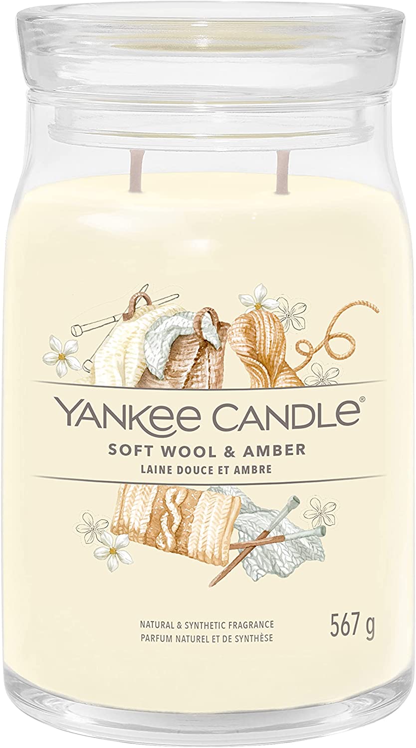 Yankee Candle vonná svíčka Signature ve skle velká Soft Wool & Amber 567g