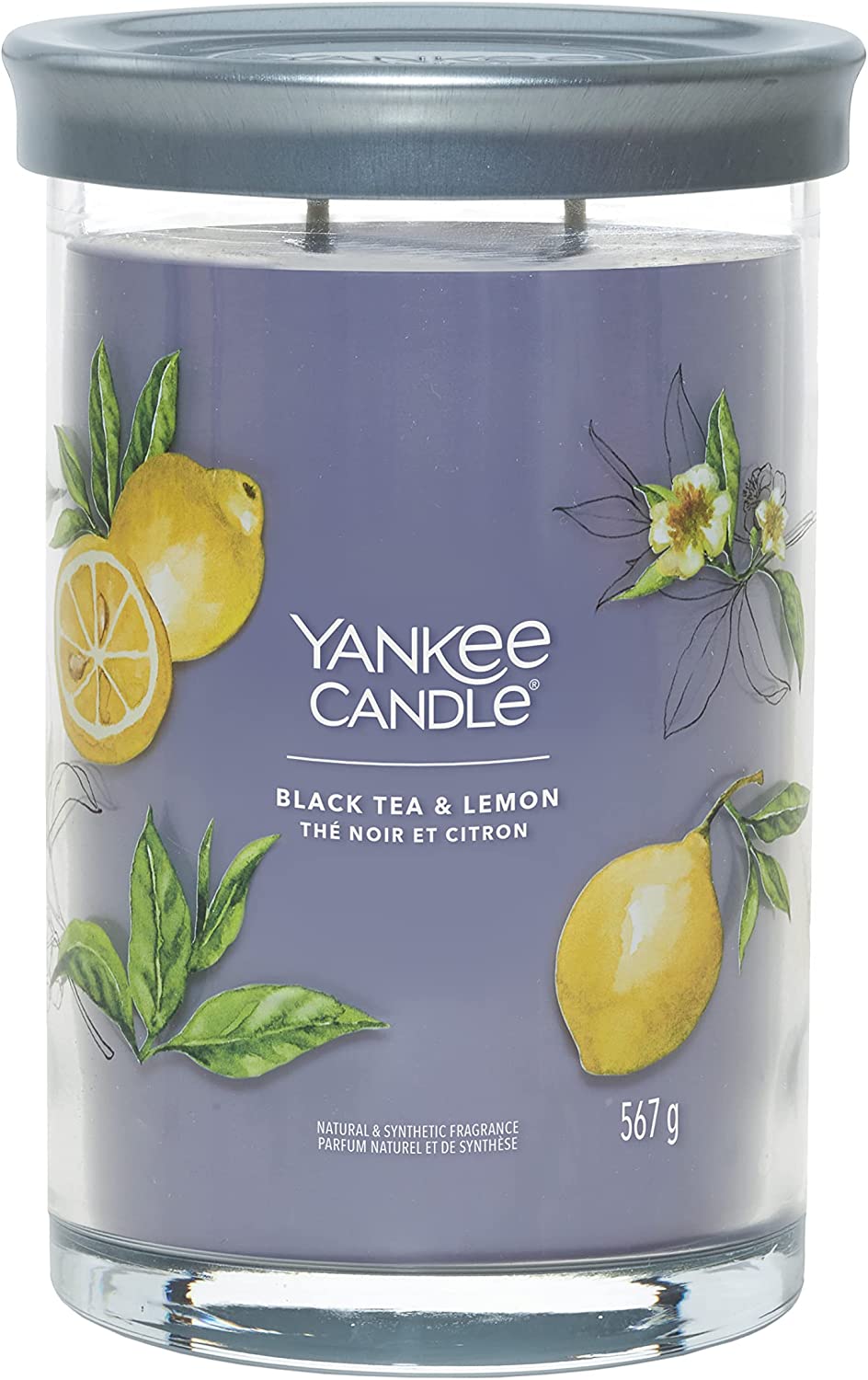 Yankee Candle vonná svíčka Signature Tumbler ve skle velká Black Tea & Lemon 567g
