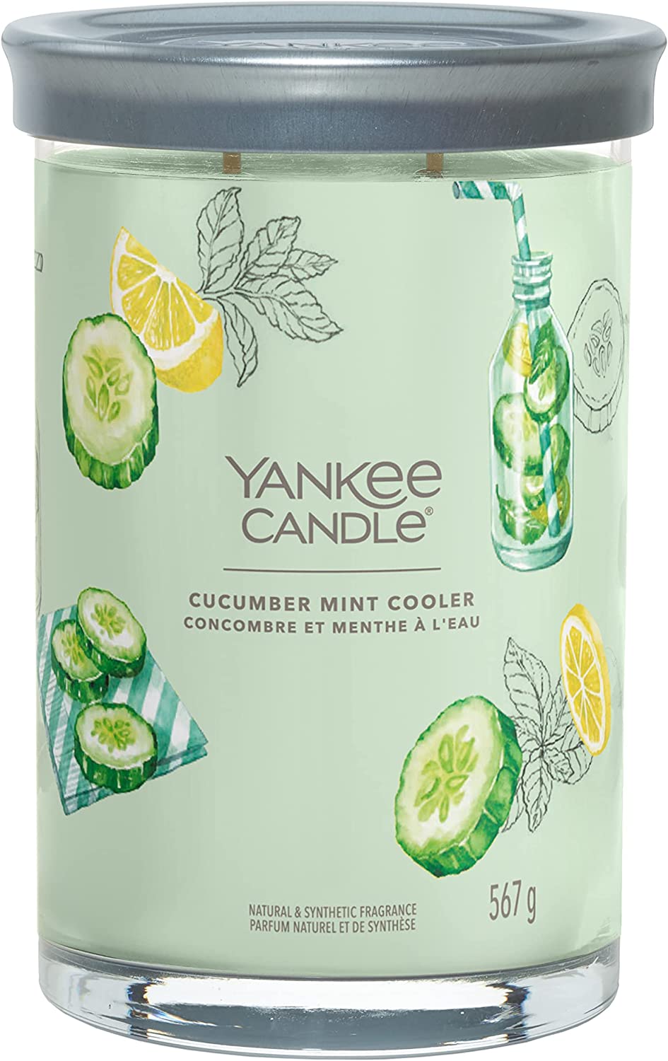 Yankee Candle vonná svíčka Signature Tumbler ve skle velká Cucumber Mint Cooler 567g