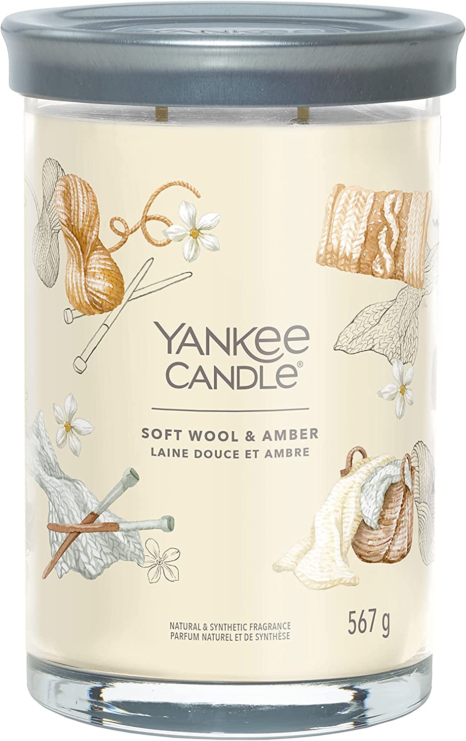 Yankee Candle vonná svíčka Signature Tumbler ve skle velká Soft Wool & Amber 567g