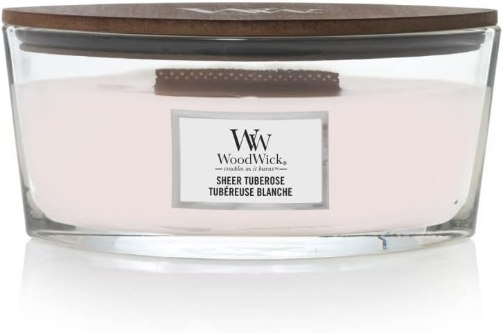 WoodWick vonná svíčka s dřevěným knotem Elipsa Sheer Tuberose 453,6 g