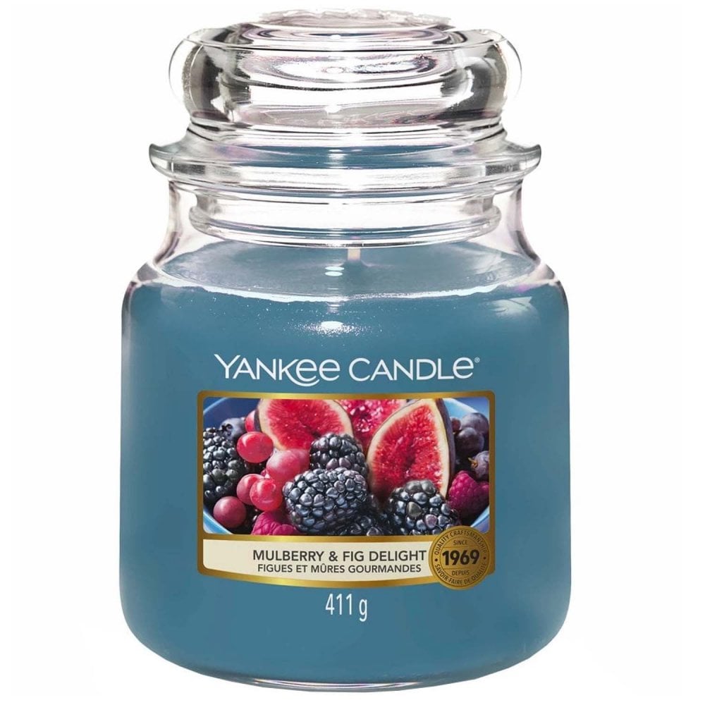 Yankee Candle vonná svíčka Classic ve skle střední Mulberry & Fig Delight 411g