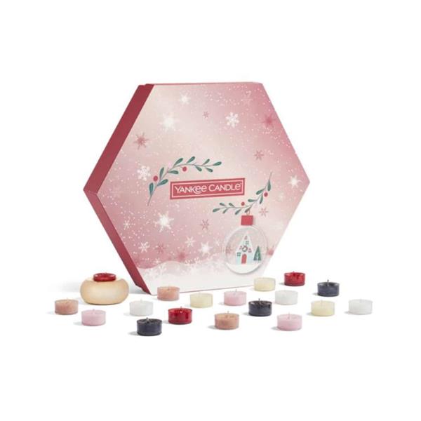 Yankee Candle Dárková sada: 18x čajová svíčka a 1x svícen