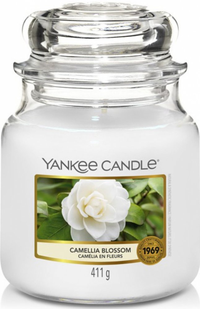 Yankee Candle vonná svíčka Classic ve skle střední Camellia Blossom