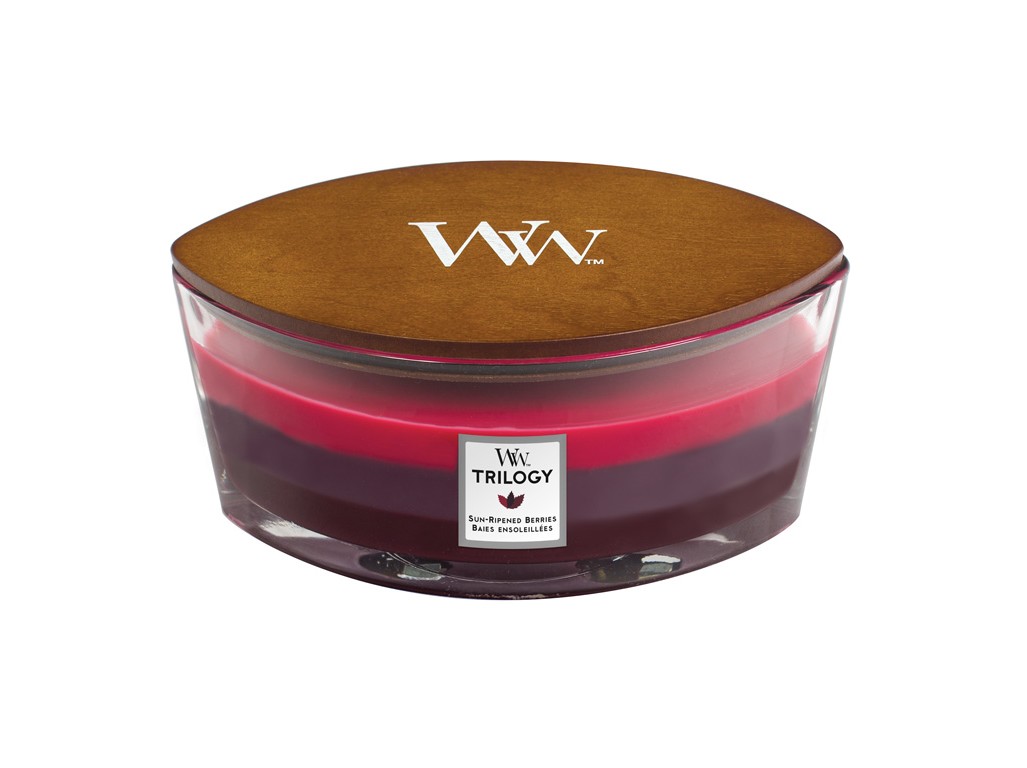 WoodWick vonná svíčka s dřevěným knotem Elipsa Trilogy Elipsa Sun-Ripened Berries 453,6 g