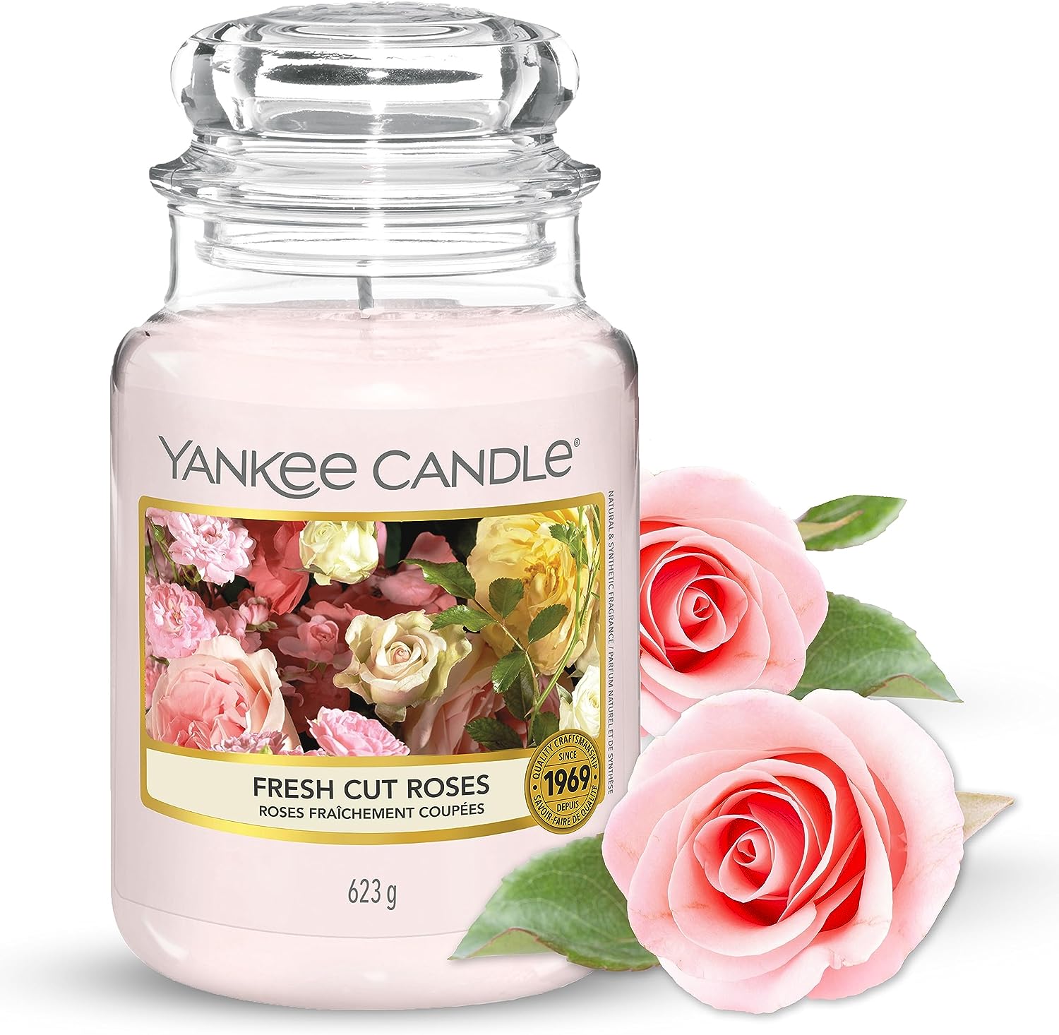 Yankee Candle vonná svíčka Classic ve skle velká Fresh Cut Roses 623 g