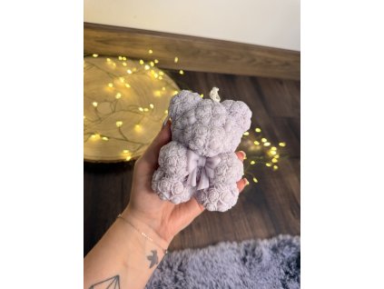 Fialový Medvídek XL s mašličkou