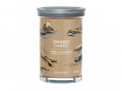 Yankee Candle Signature - vonná svíčka AMBER & SANDALWOOD (Ambra a santalové dřevo) 567 g