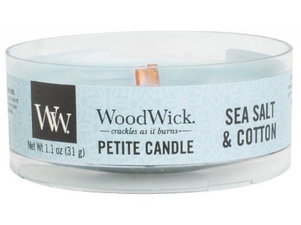 WoodWick - vonná svíčka SEA SALT & COTTON (Mořská sůl a bavlna) 31 g