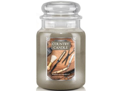 Country Candle - vonná svíčka SHAVE AND HAIRCUT (Oholit a ostříhat) 652 g