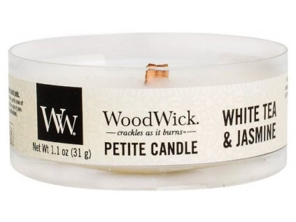 WoodWick - vonná svíčka WHITE TEA & JASMINE (Bílý čaj a jasmín) 31 g