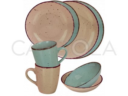 2556 jidelni souprava 16 dilu pottery stone a modra