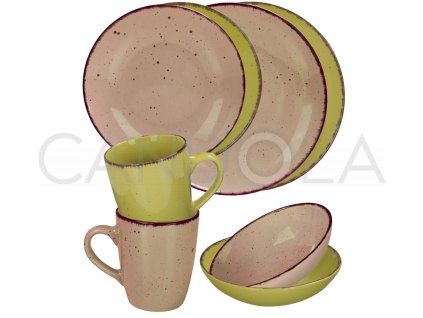 2562 jidelni souprava 16 dilu pottery stone a zelena
