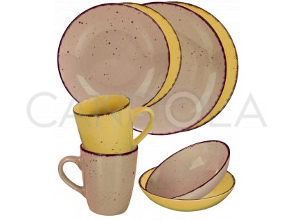 2565 1 jidelni souprava 16 dilu pottery stone a zluta