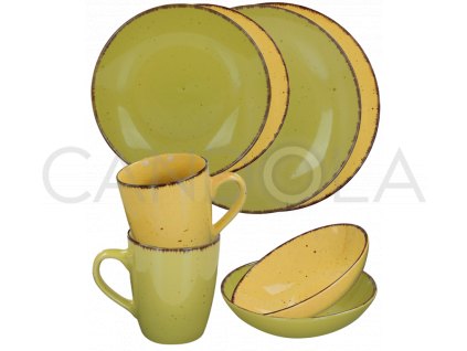 2580 jidelni souprava 16 dilu pottery zelena a zluta