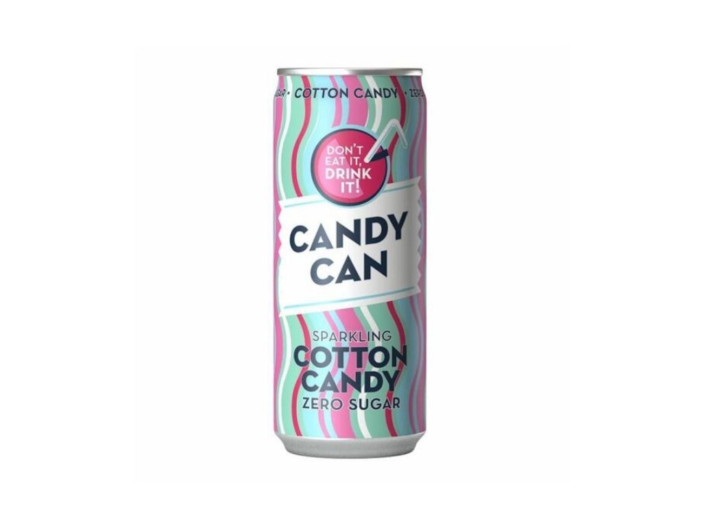 Levně Candy Can Cotton Candy sycená limonáda bez cukru s příchutí cukrové vaty 330 ml