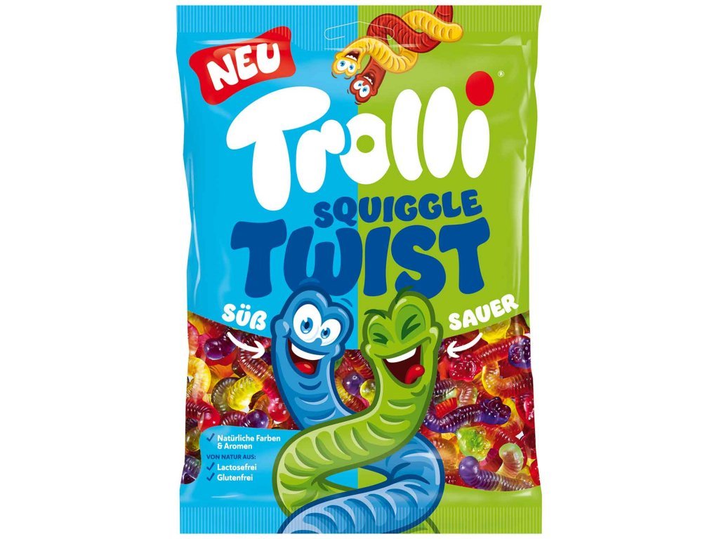 Levně TROLLI SQUIGGLE TWIST – sladkokyselé žížalky 175g