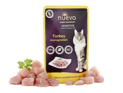 NUEVO cat Adult Sensitive Mono Turkey 85 g kapsičky