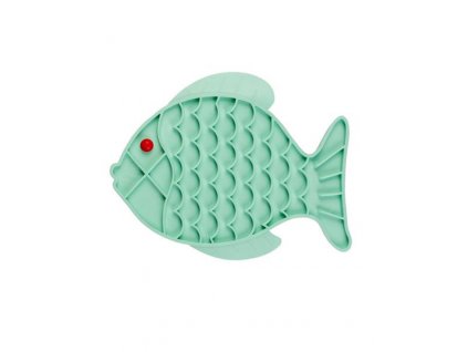 Podložka na lízanie DUVO+ v tvare ryby, zelená 23,5x18,5x0,8cm