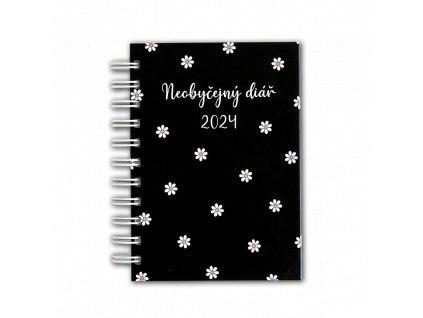 Diary cover A6 black flower