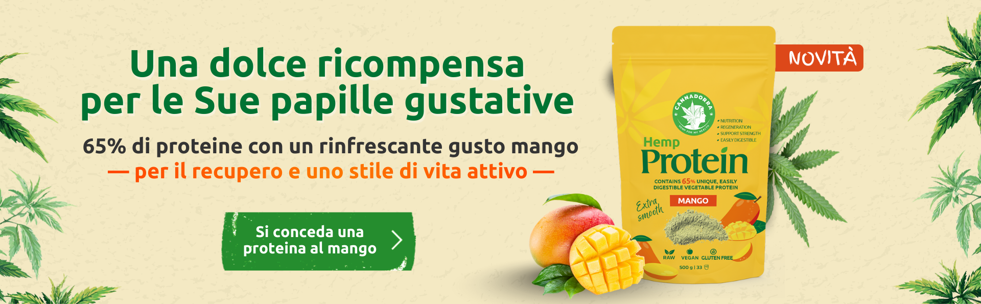 Proteine di canapa con mango