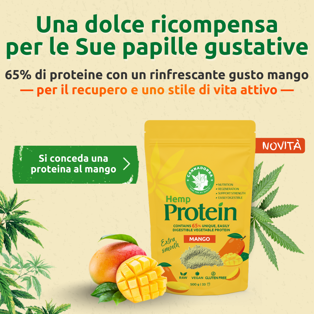 Proteine di canapa con mango