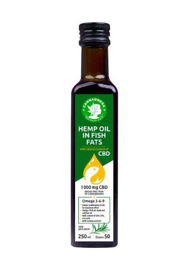 Hemp oil in fish fats with CBD